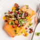 Roasted Ginger Salmon with Pomegranate Olive Mint Salsa
